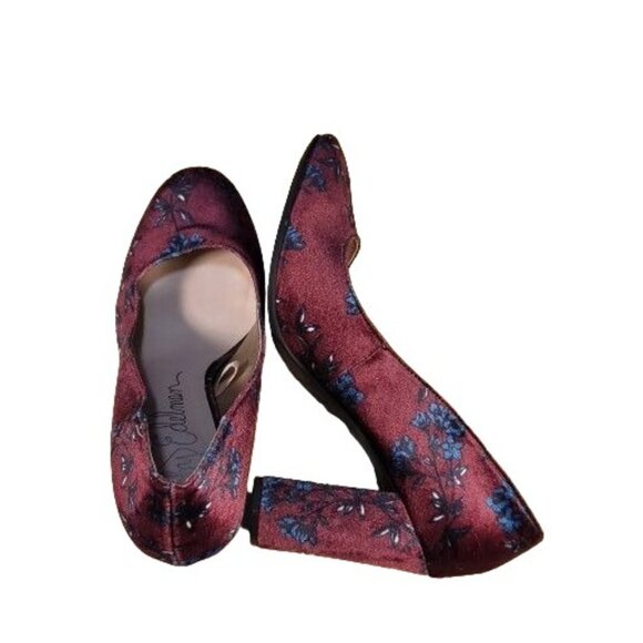 Libby Edelman Block Heels Women Sz 8M Velveteen Sean Floral Pump Boho Workwear - Picture 7 of 9